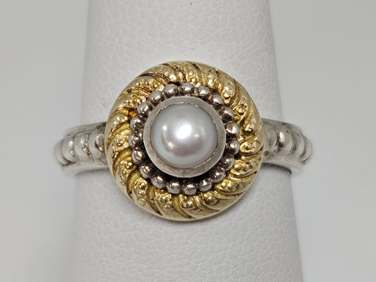 J BOHAN PEARL RING 18KT/SS 5MM PEARL