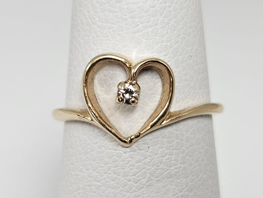 Diamond Heart Ring .02CT Center Dia 14KYG