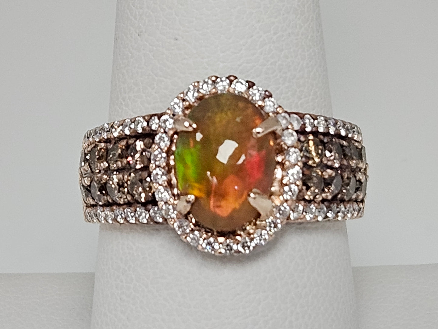 LEVIAN 2CT GOLDEN OPAL/DIA RG 14KRG 1.50CTS DIA