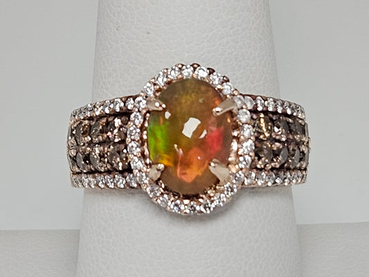 LEVIAN 2CT GOLDEN OPAL/DIA RG 14KRG 1.50CTS DIA
