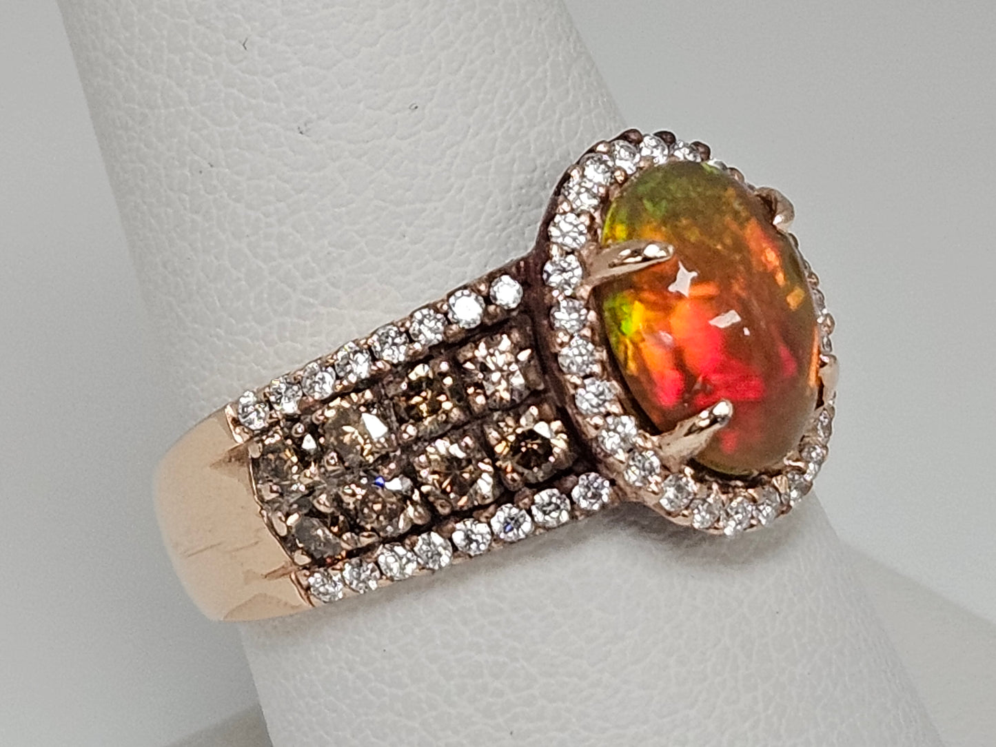 LEVIAN 2CT GOLDEN OPAL/DIA RG 14KRG 1.50CTS DIA