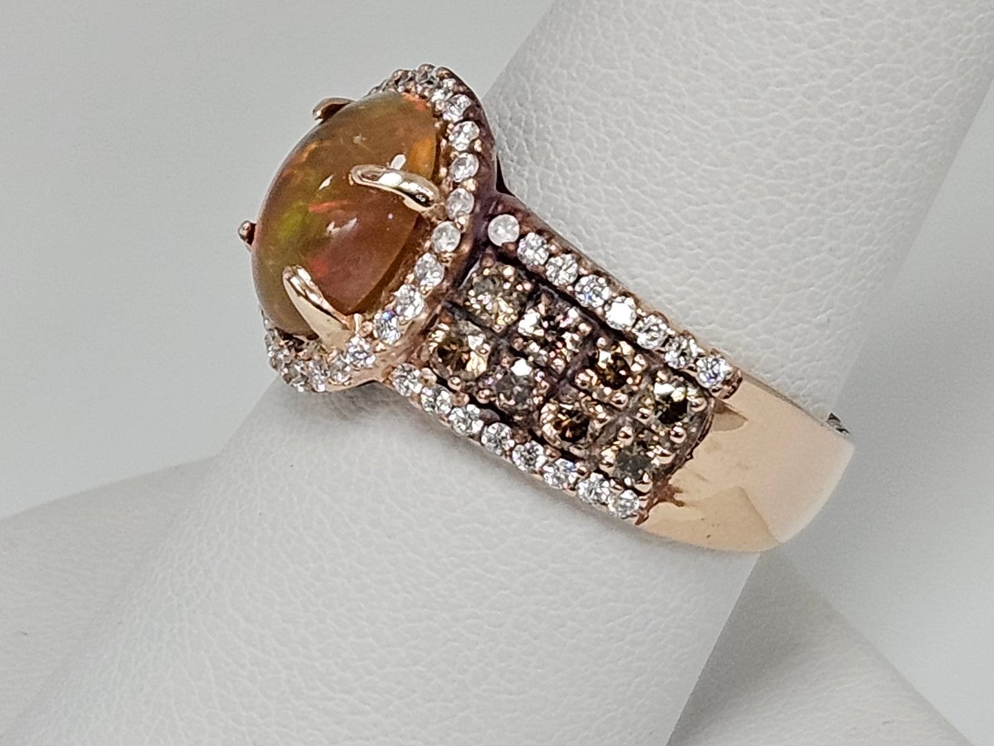 LEVIAN 2CT GOLDEN OPAL/DIA RG 14KRG 1.50CTS DIA