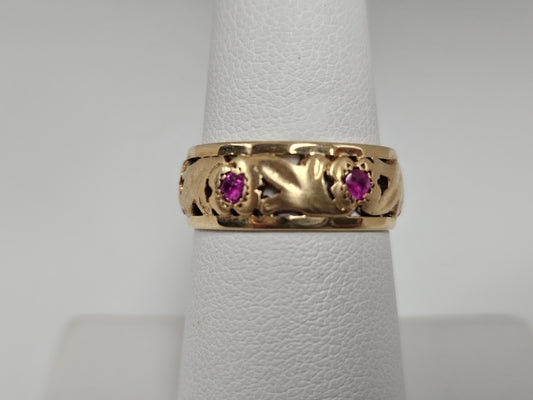 Vintage Ruby Band 14KYG 7mm 3.8g Sz6.5