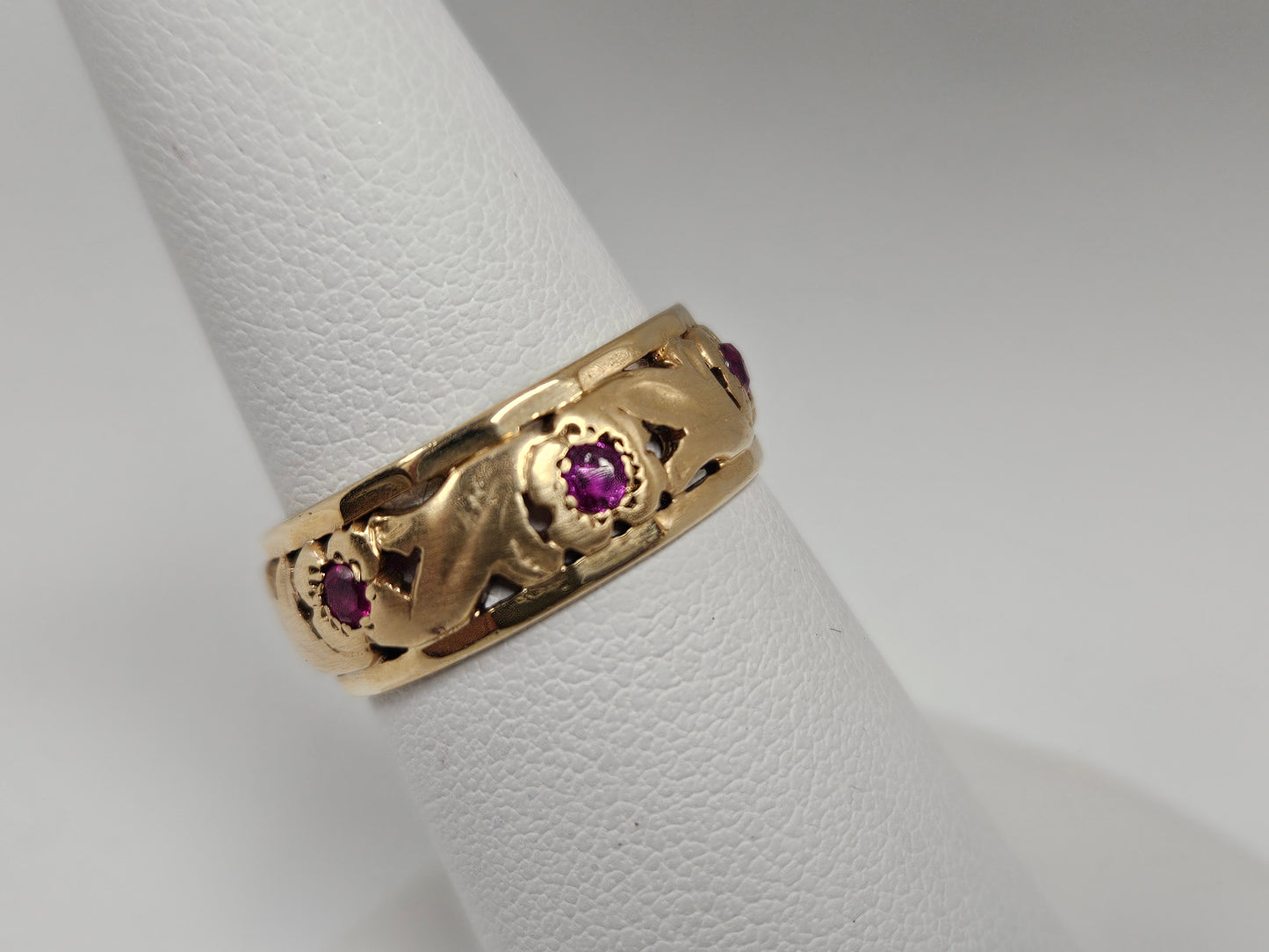 Vintage Ruby Band 14KYG 7mm 3.8g Sz6.5