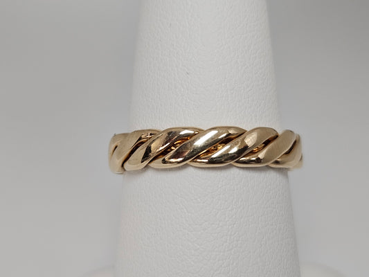 Mens Braided Band, 14kt yg 4.5mm 6.2g, sz 10.5