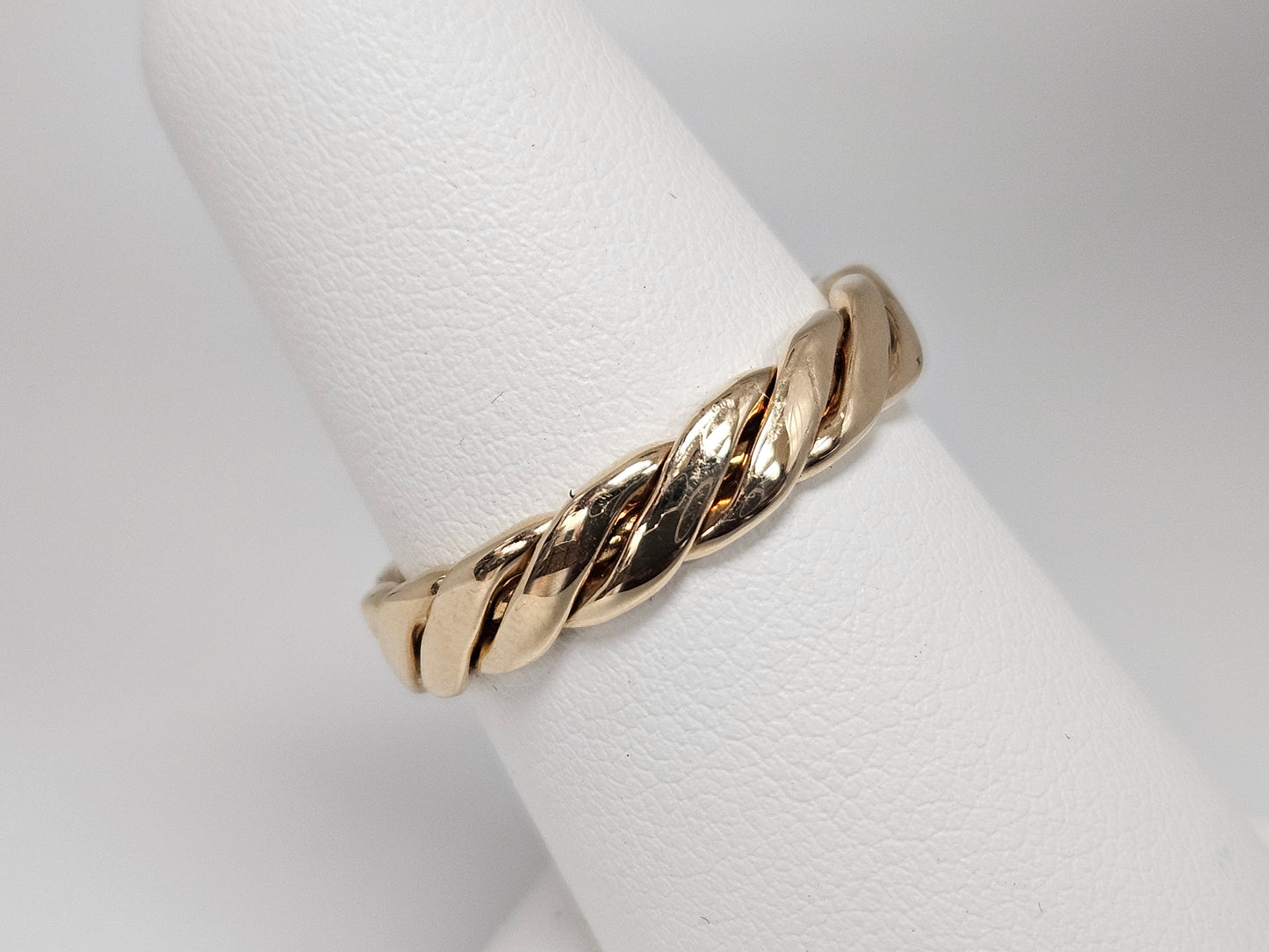 Mens Braided Band, 14kt yg 4.5mm 6.2g, sz 10.5