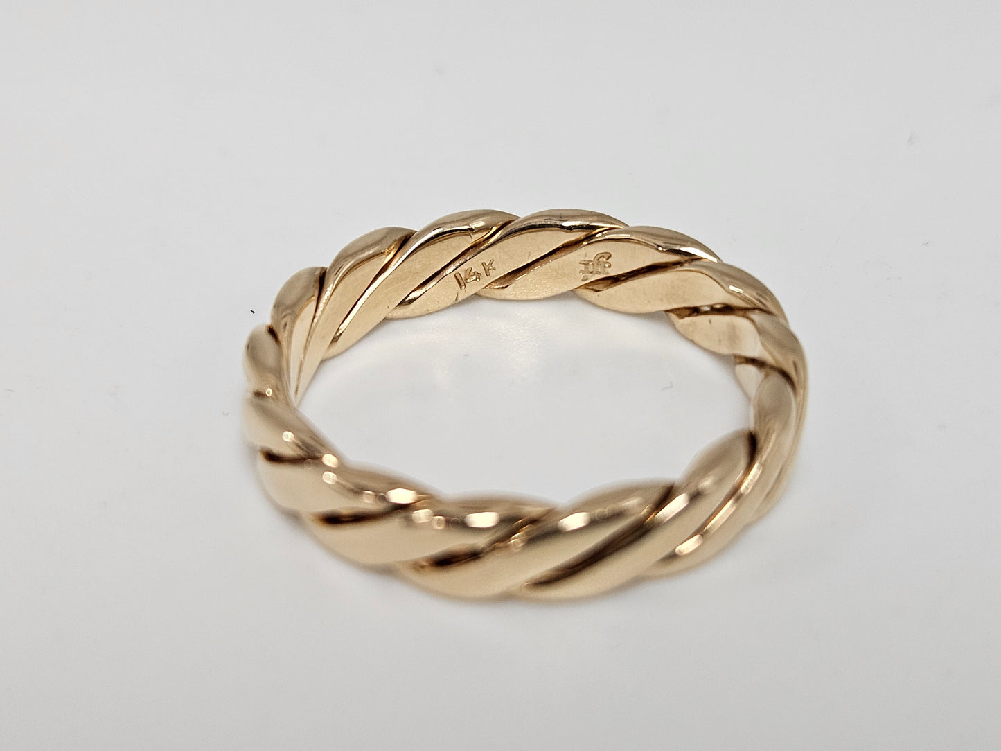 Mens Braided Band, 14kt yg 4.5mm 6.2g, sz 10.5