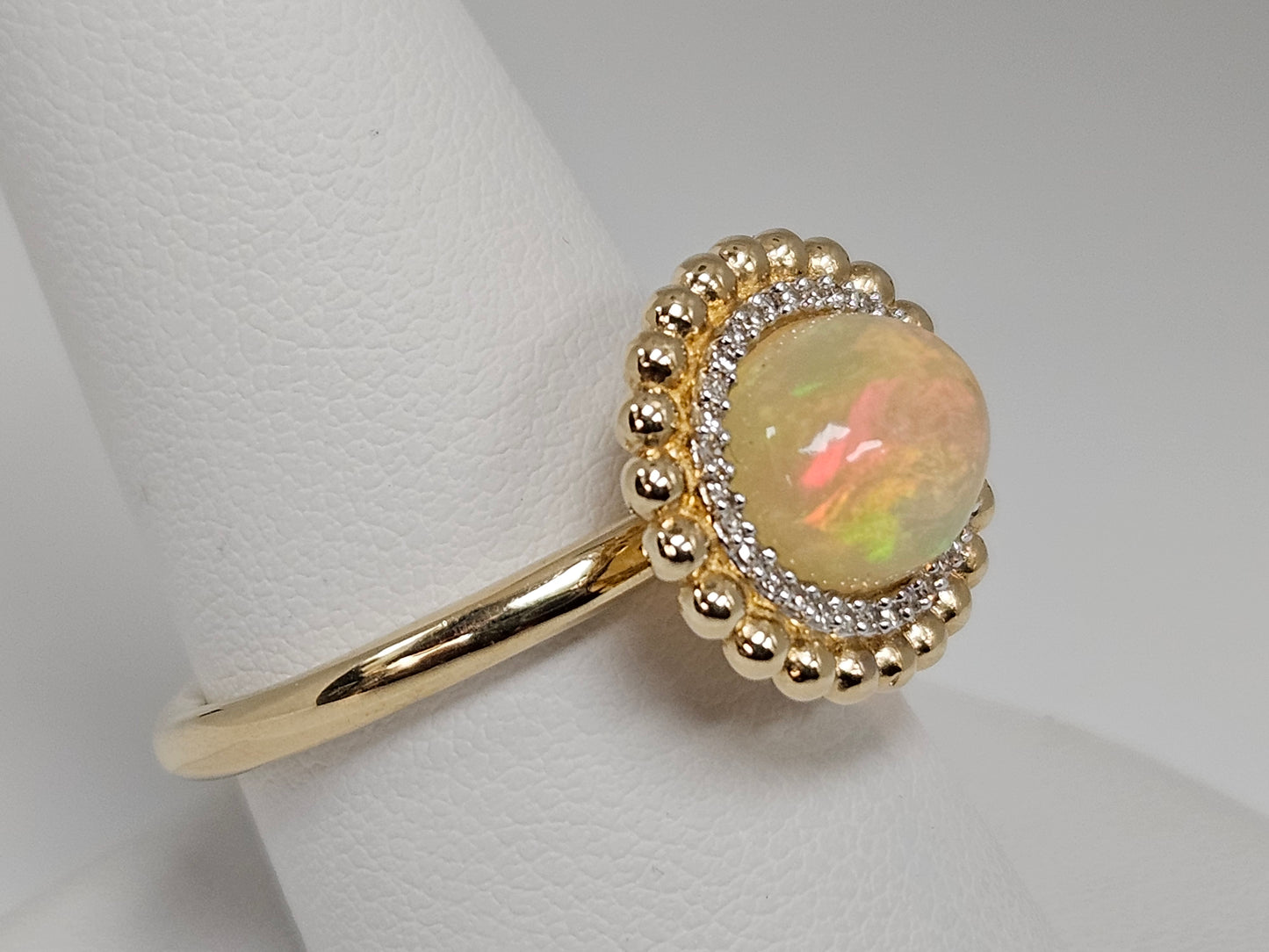 OV OPAL Beaded Bezel Halo RG .09cttw DIA 14KYG 10x7