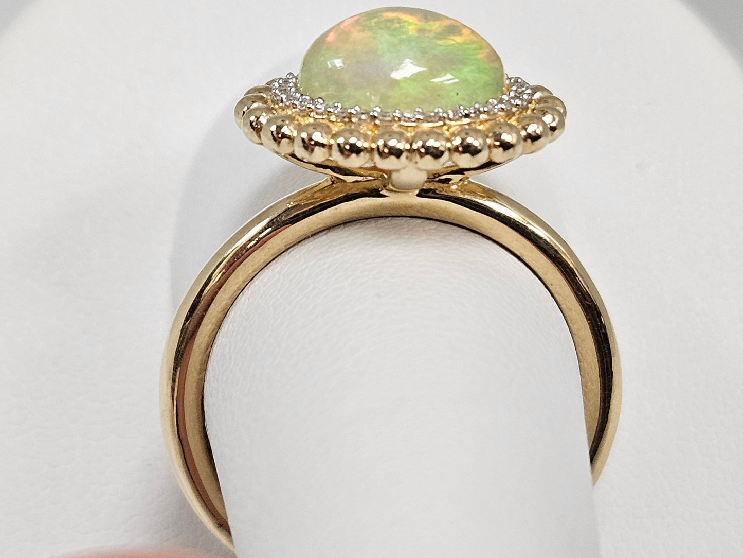 OV OPAL Beaded Bezel Halo RG .09cttw DIA 14KYG 10x7