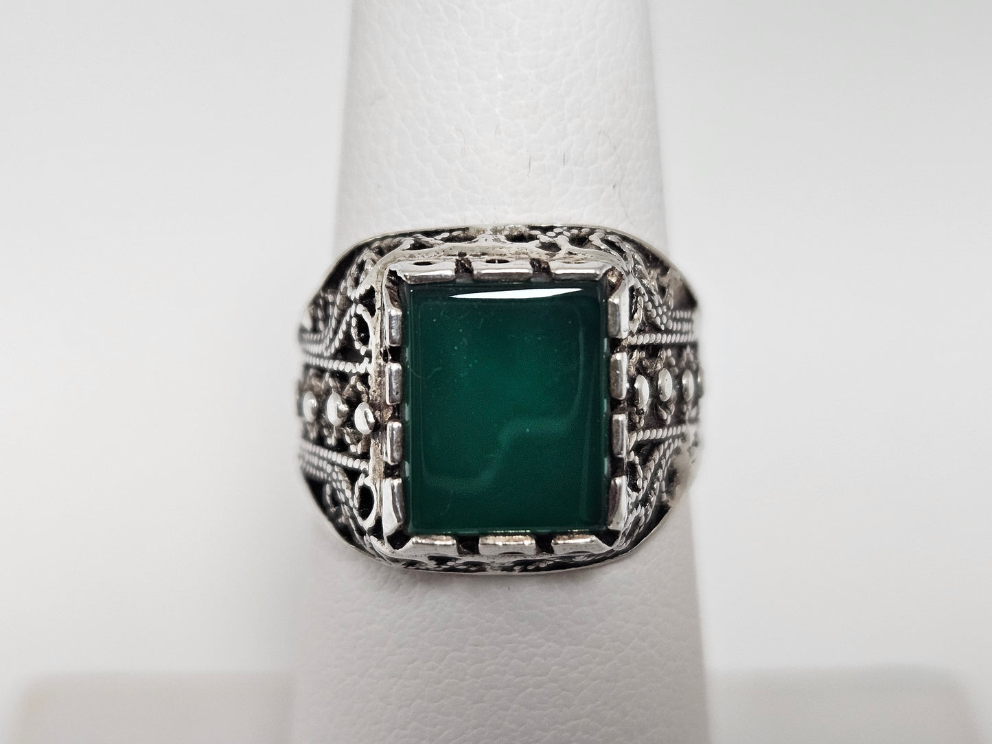 SS CHRYSOPRASE RING (R1153) Sz5.5