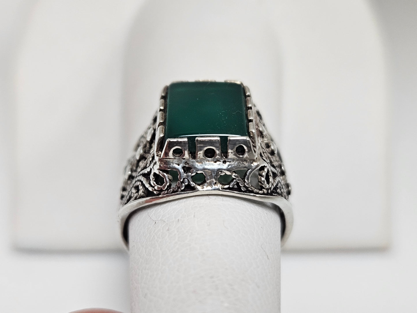SS CHRYSOPRASE RING (R1153) Sz5.5