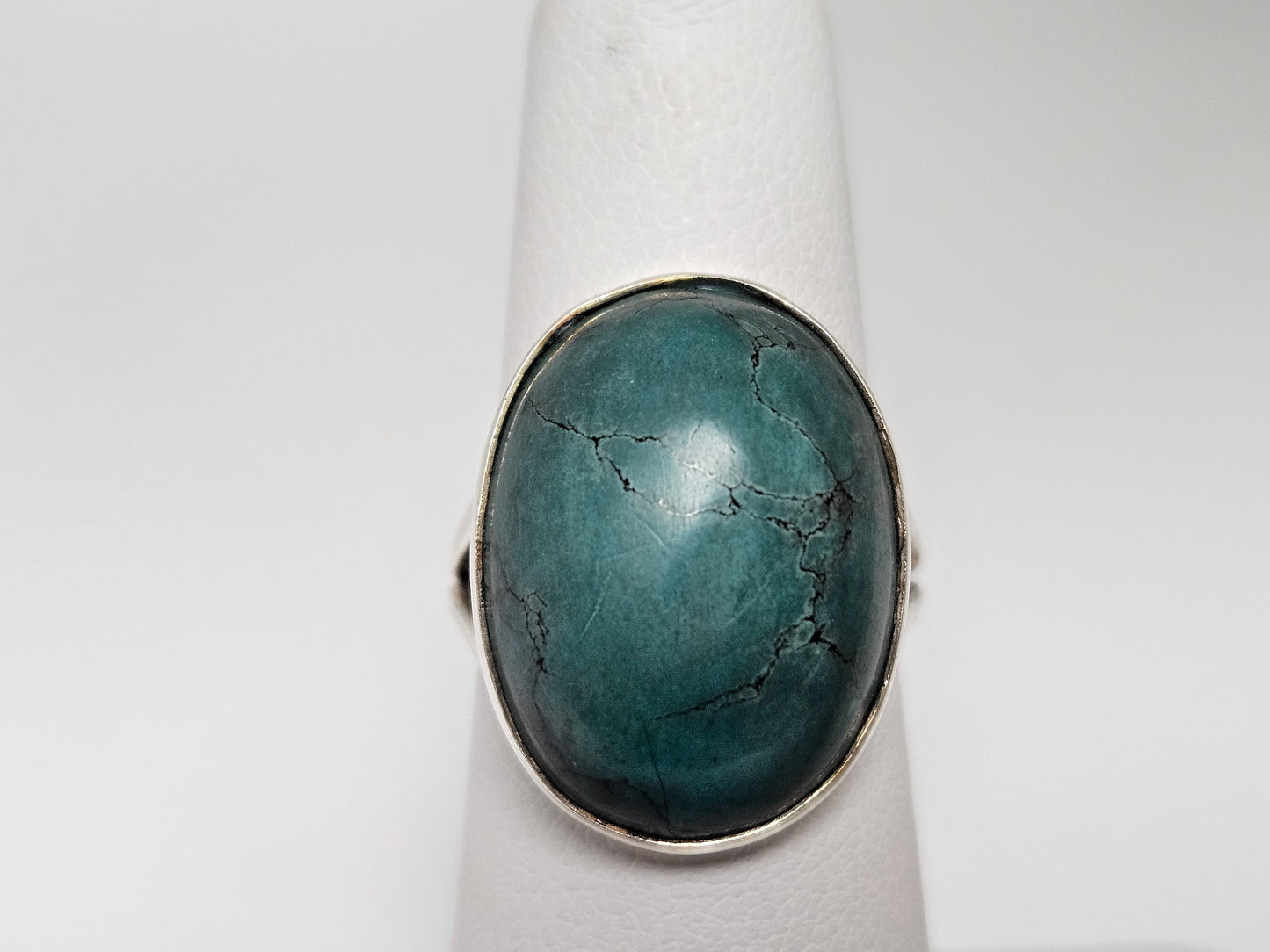 Sterling Silver Turquoise Oval Ring Sz5