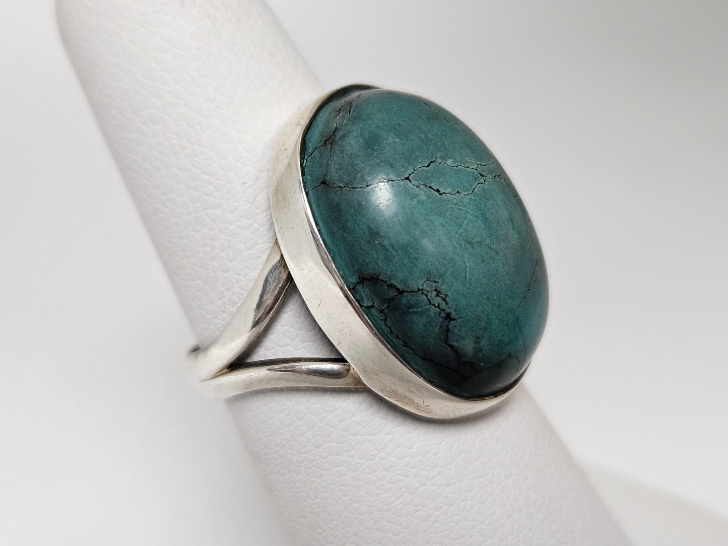 Sterling Silver Turquoise Oval Ring Sz5