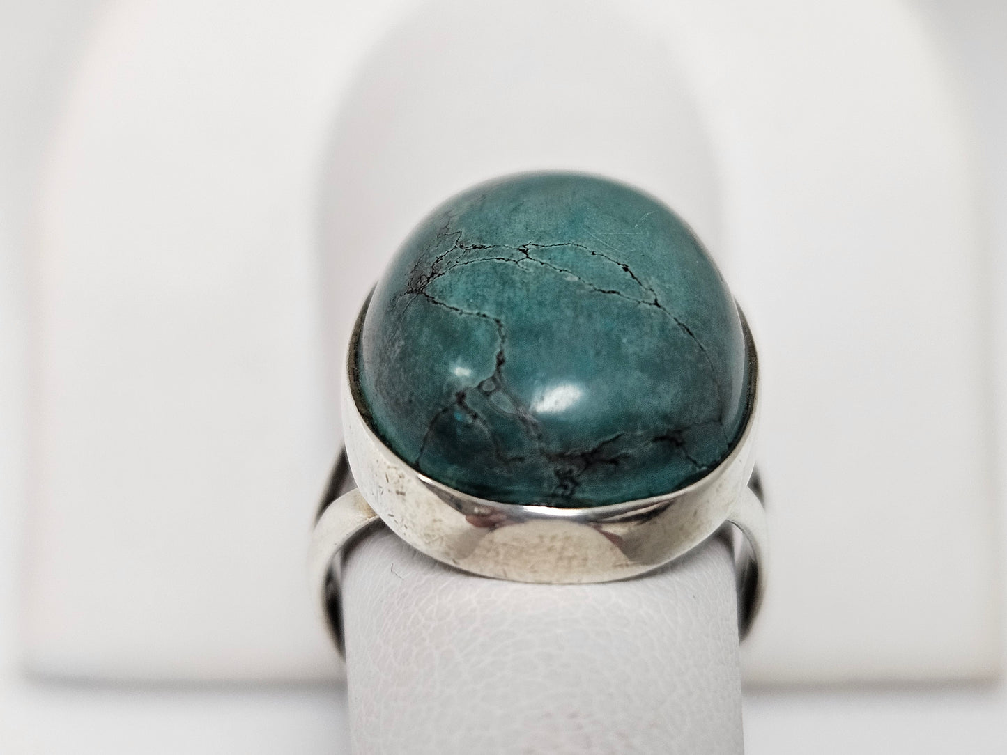 Sterling Silver Turquoise Oval Ring Sz5
