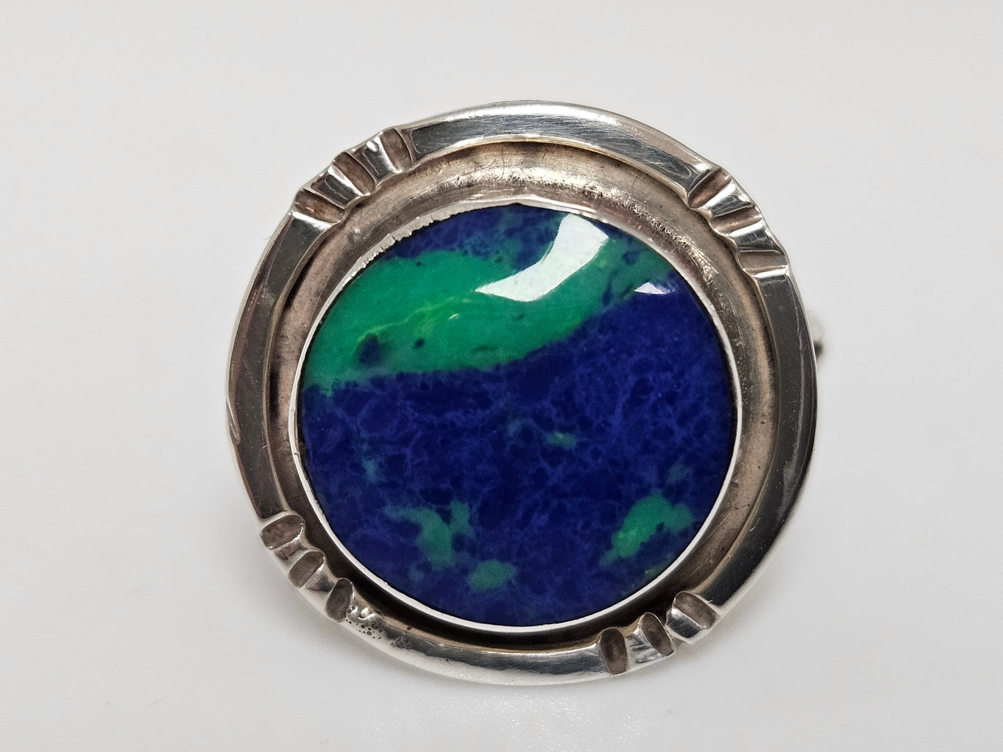 Sterling Silver Azurite and Chrysocolla Ring Sz8