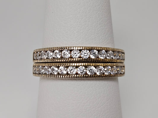 Sterling Silver Gold-tone CZ Stackable Ring Set Sz6