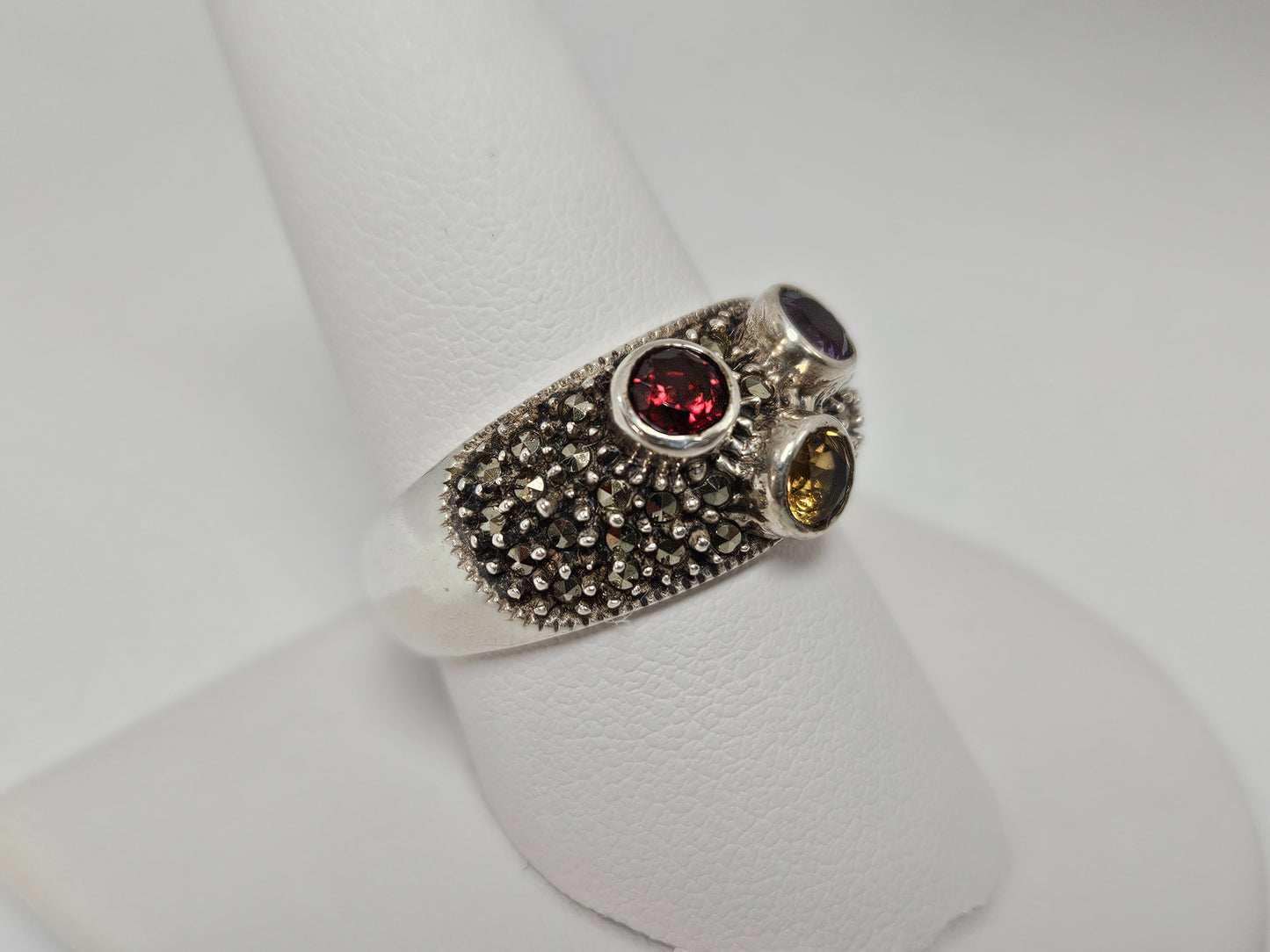 SS MARQUISITE Multicolor Stone Ring Sz10