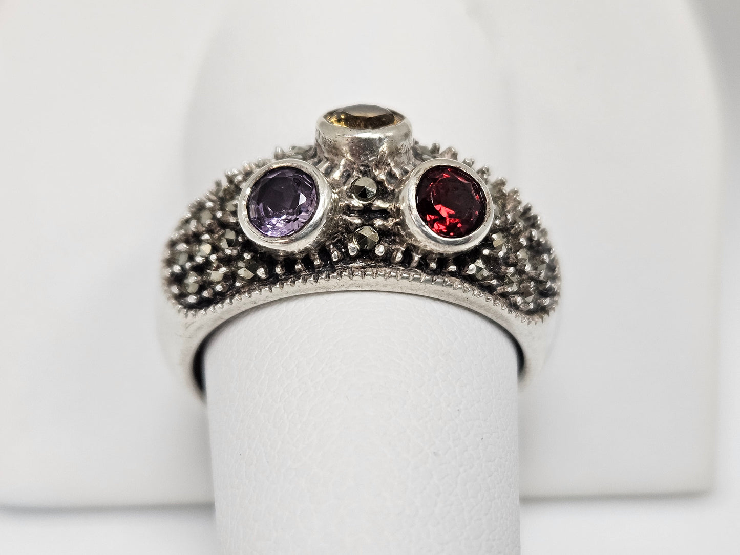SS MARQUISITE Multicolor Stone Ring Sz10