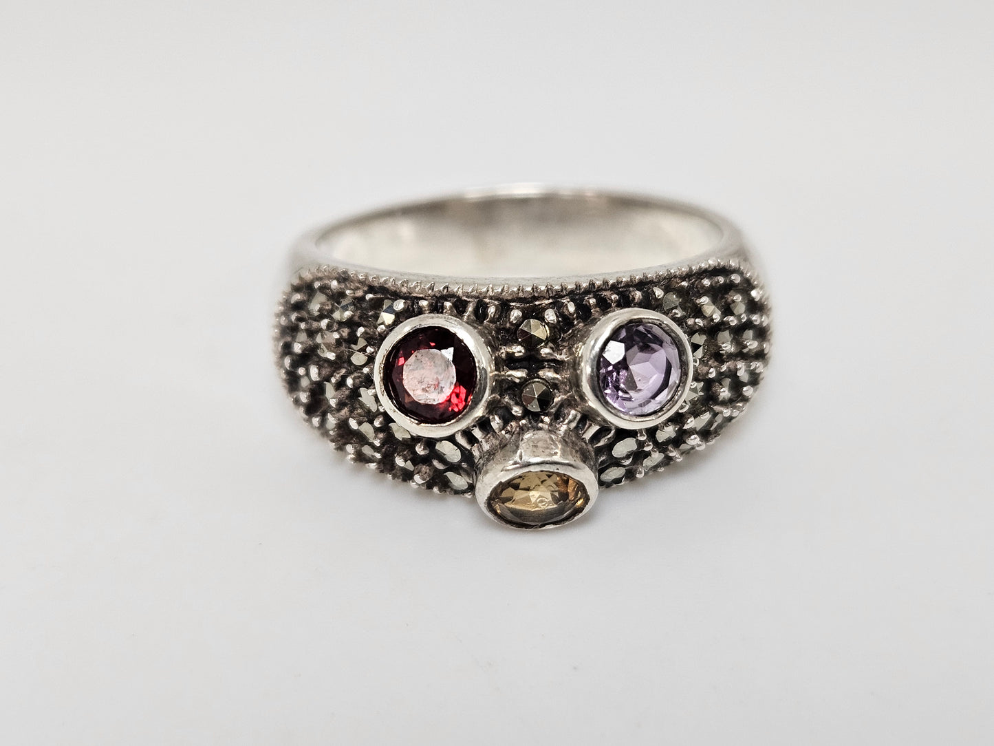 SS MARQUISITE Multicolor Stone Ring Sz10