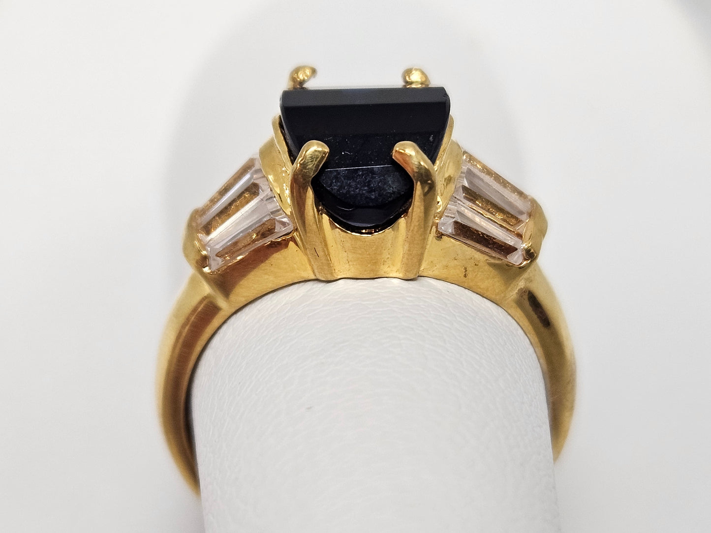 Sterling Silver CZ Gold Tone PURPLE Stone Sz7