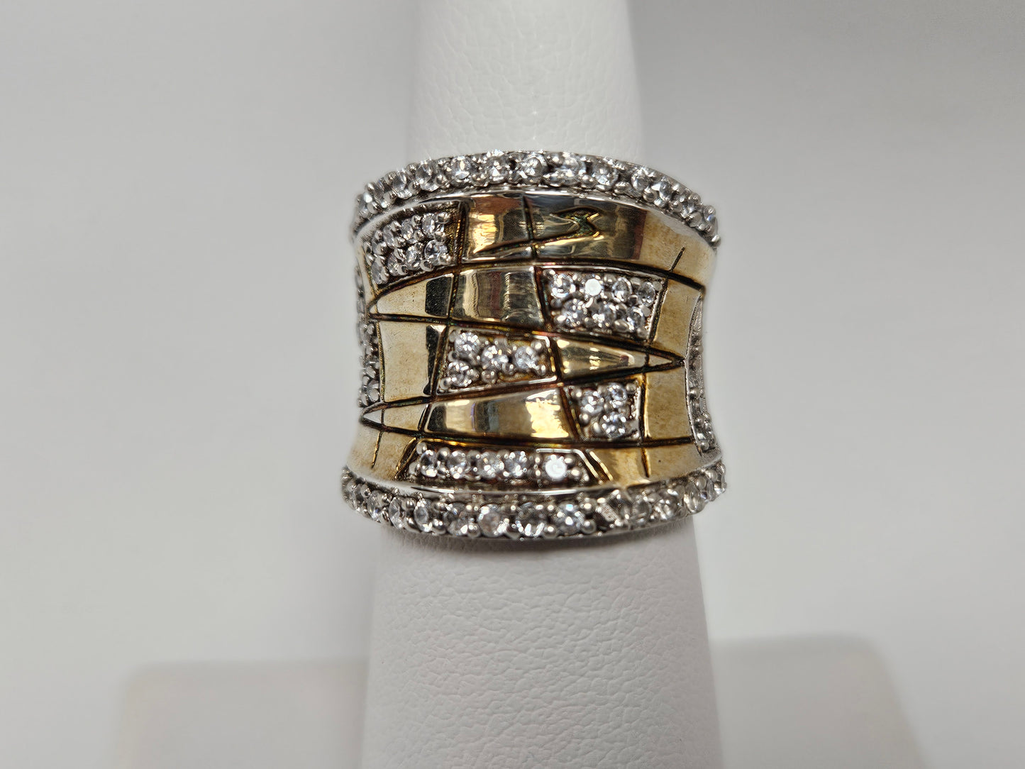 SS CZ 2 TONE RING SIZE 6 (QR2734-6)