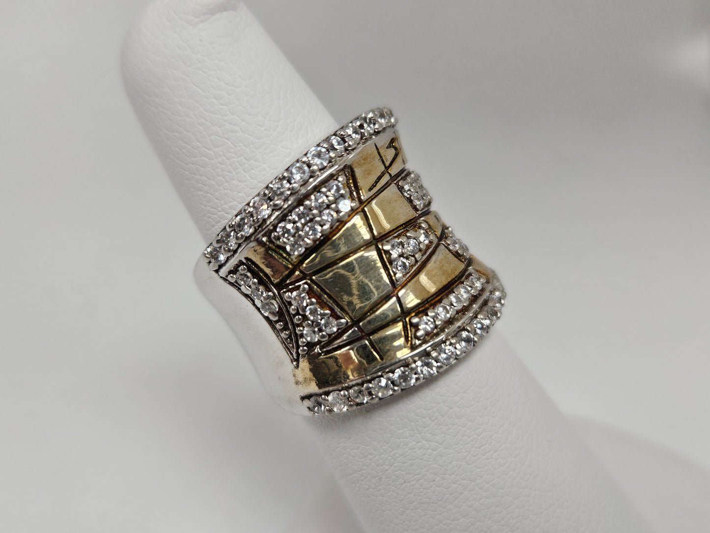 SS CZ 2 TONE RING SIZE 6 (QR2734-6)