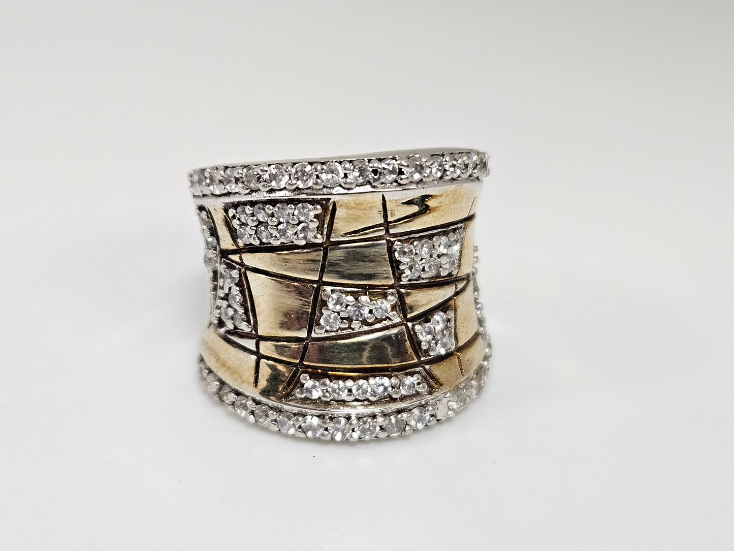 SS CZ 2 TONE RING SIZE 6 (QR2734-6)