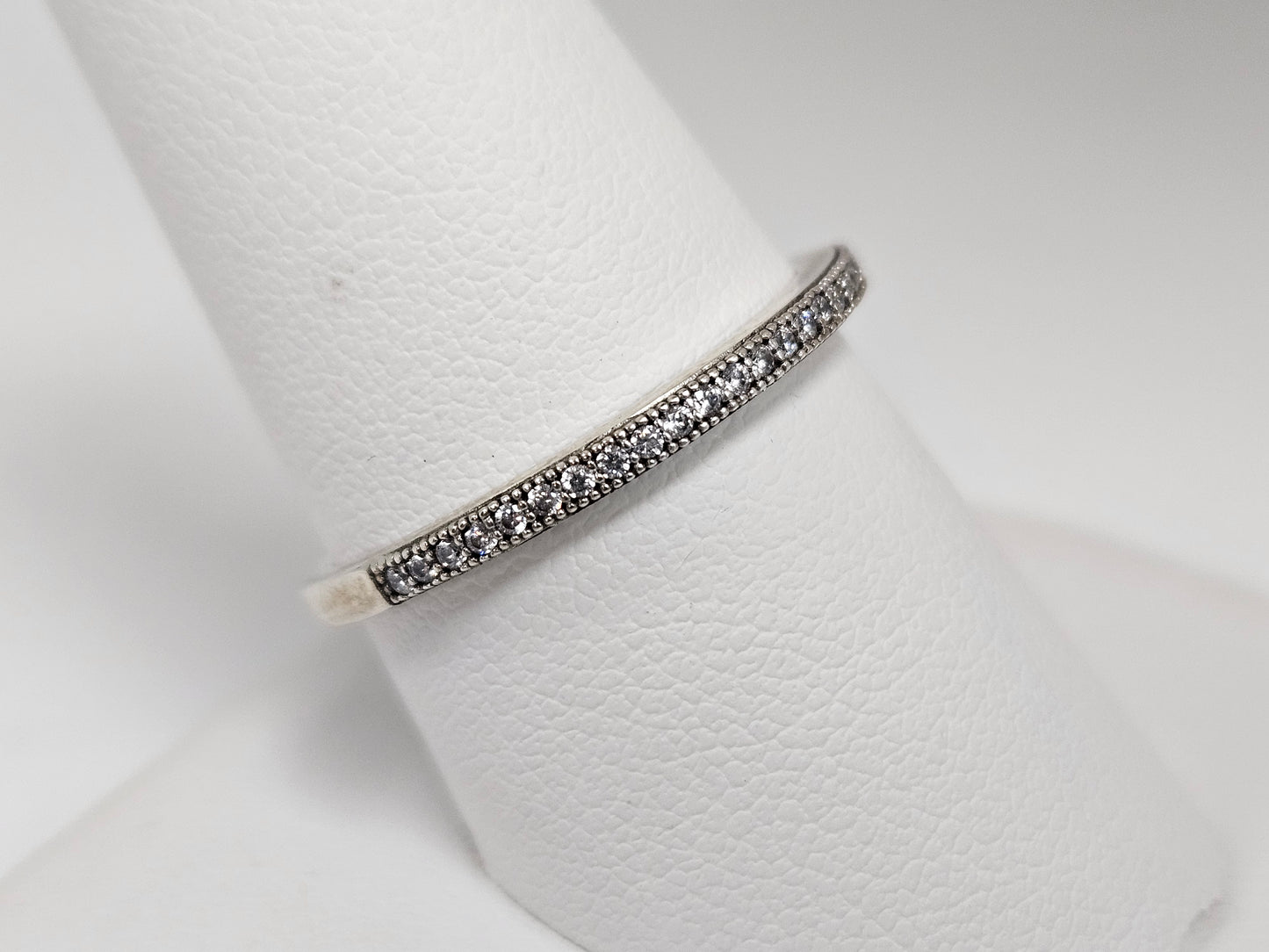 Sterling Silver CZ Anniversary Band Sz9.25