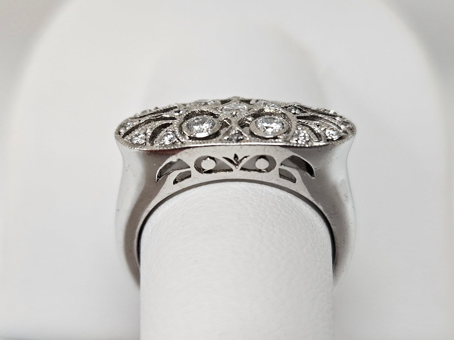 Sterling Silver CZ Filigree Ring Sz7 (R1163)