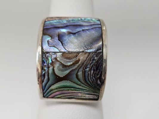 Sterling Silver Abalone Inlay Ring  Sz5.5