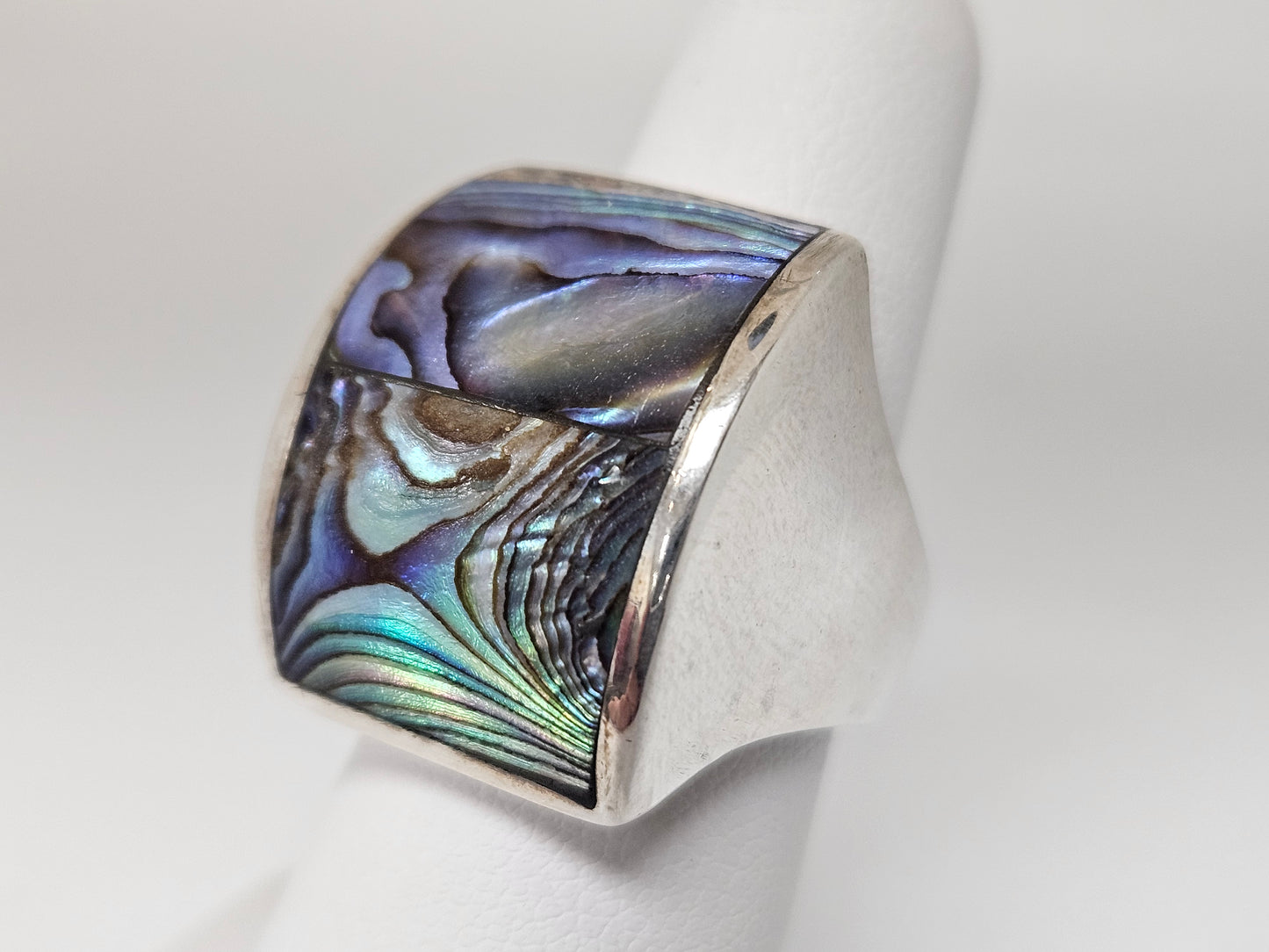 Sterling Silver Abalone Inlay Ring Sz5.5