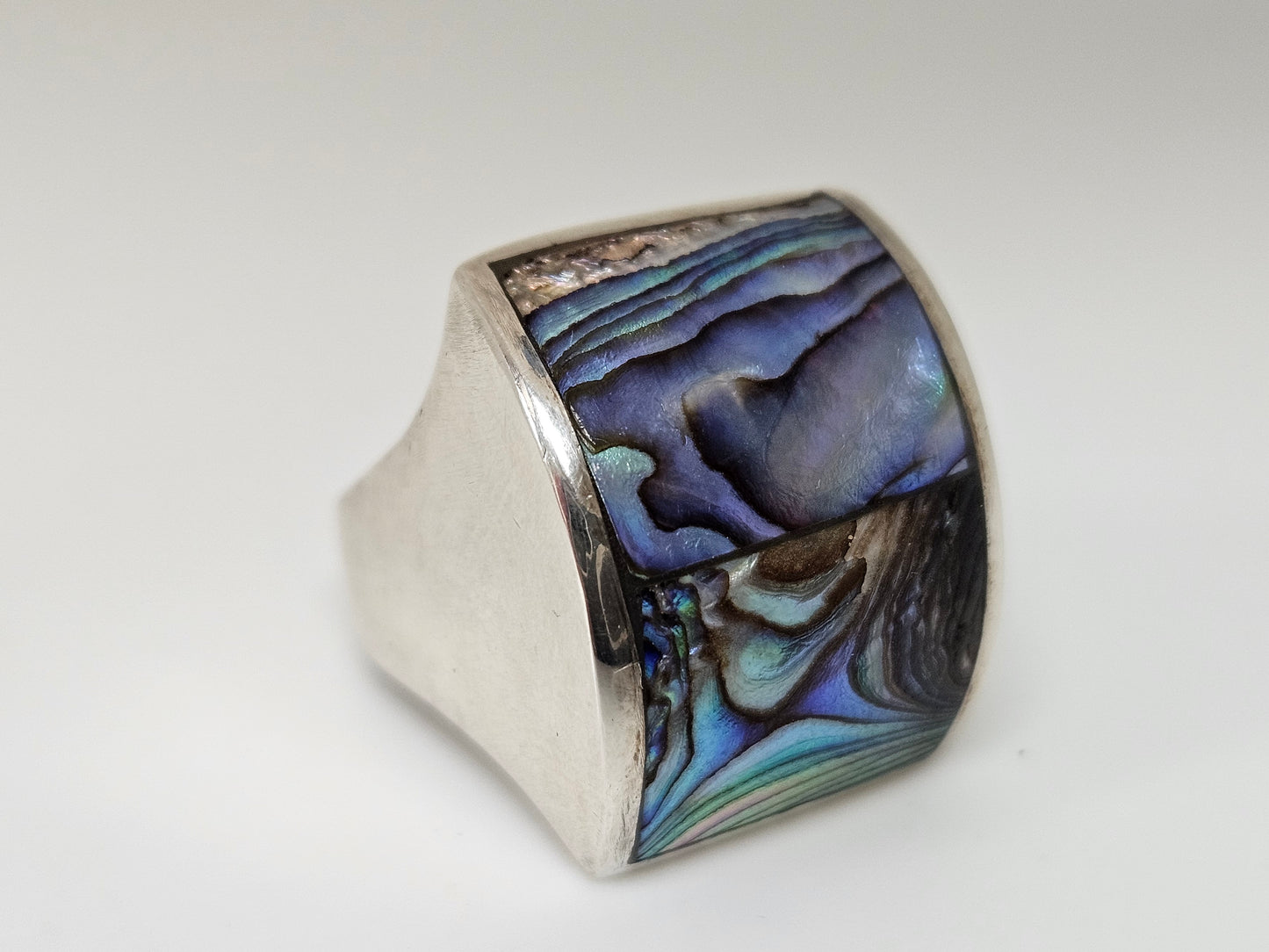 Sterling Silver Abalone Inlay Ring Sz5.5