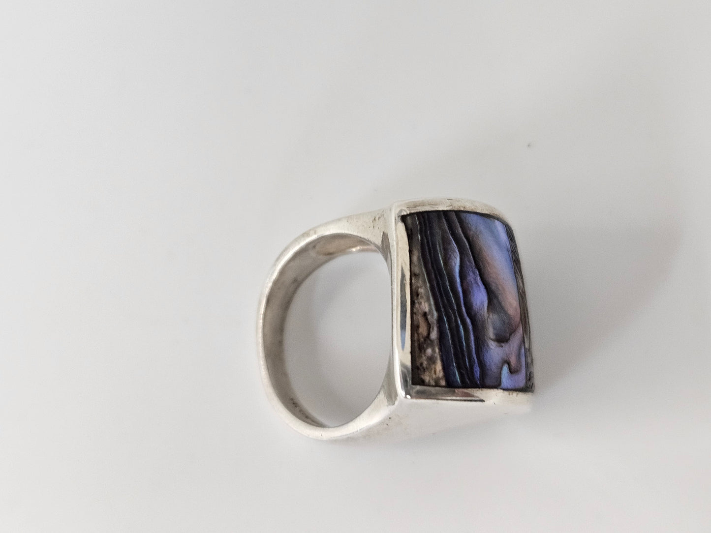 Sterling Silver Abalone Inlay Ring Sz5.5
