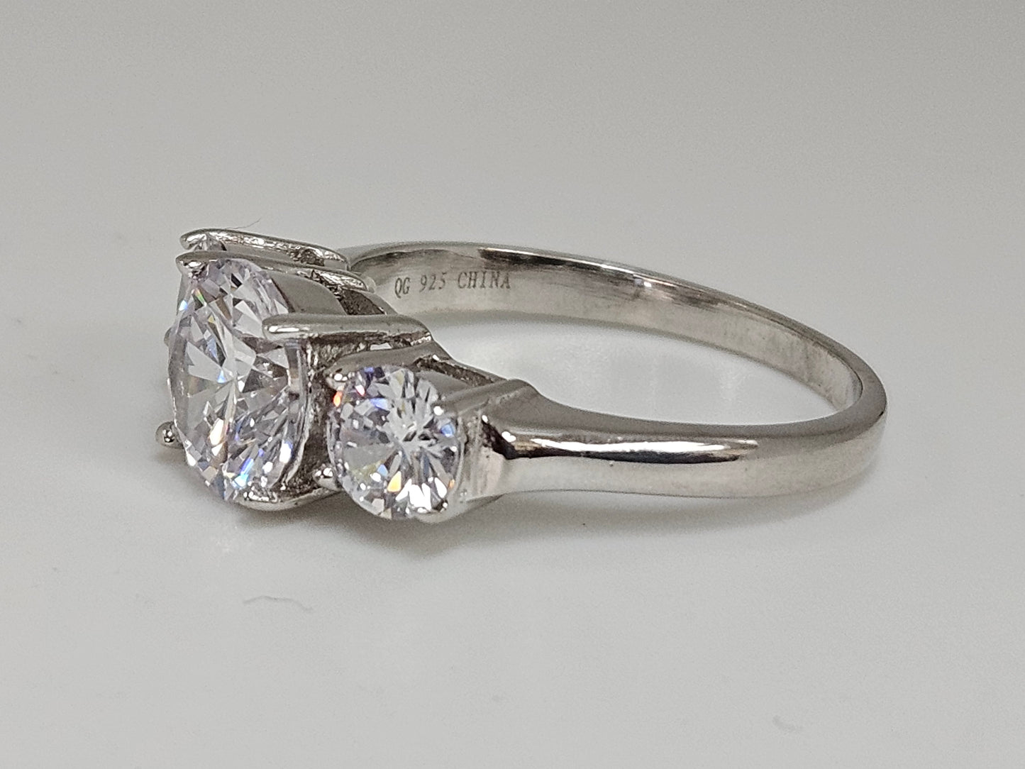 Sterling Silver CZ 3 Stone Ring