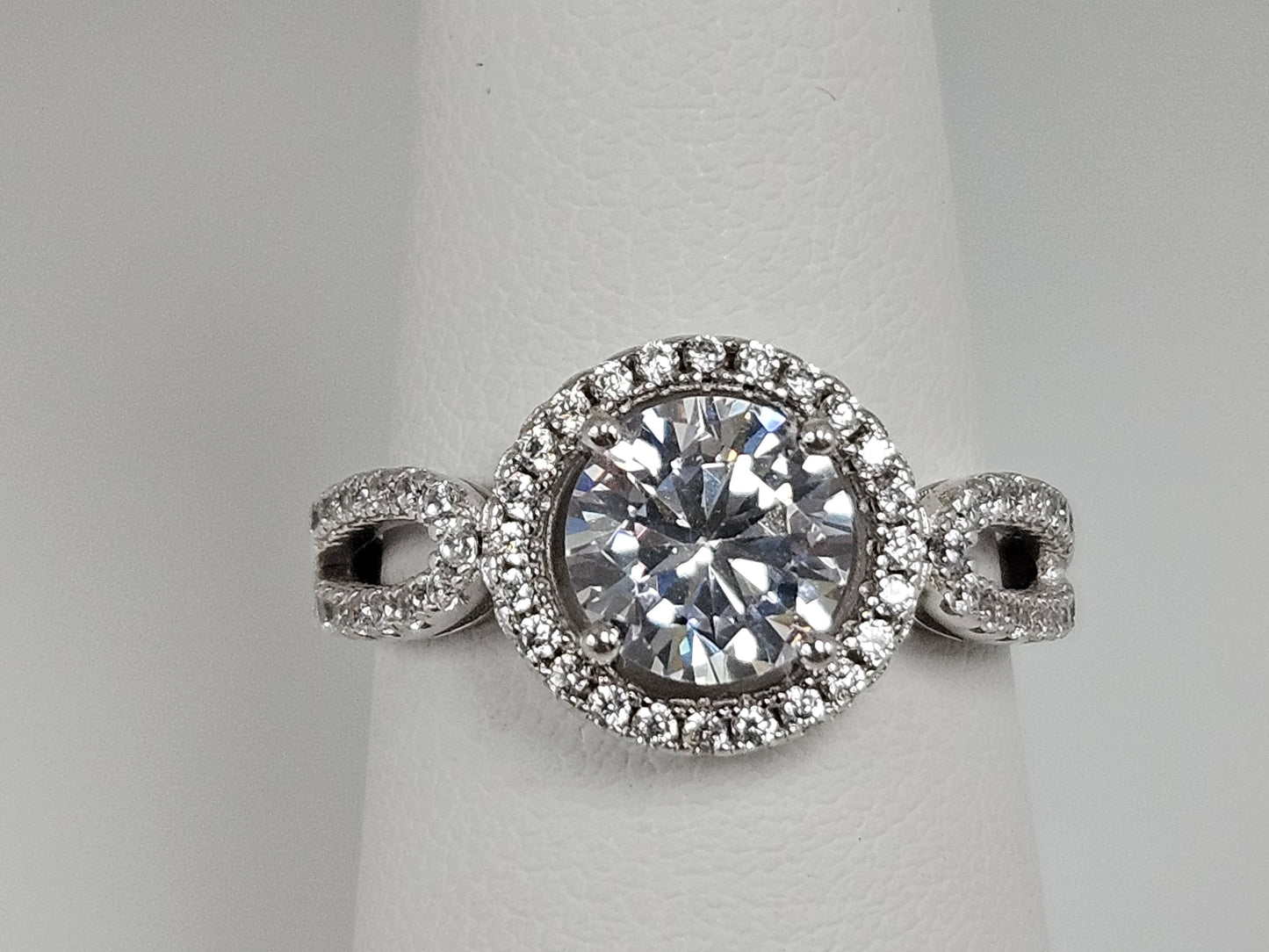 Sterling Silver Pave with Split Band Ring Sz6