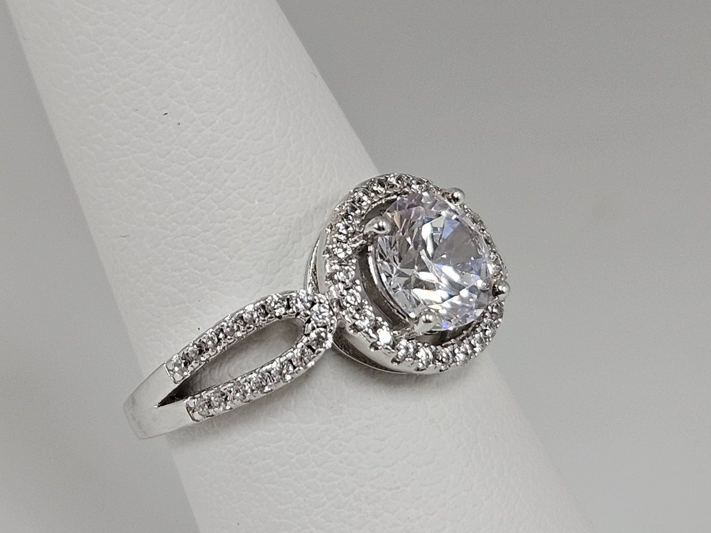 Sterling Silver Pave with Split Band Ring Sz6