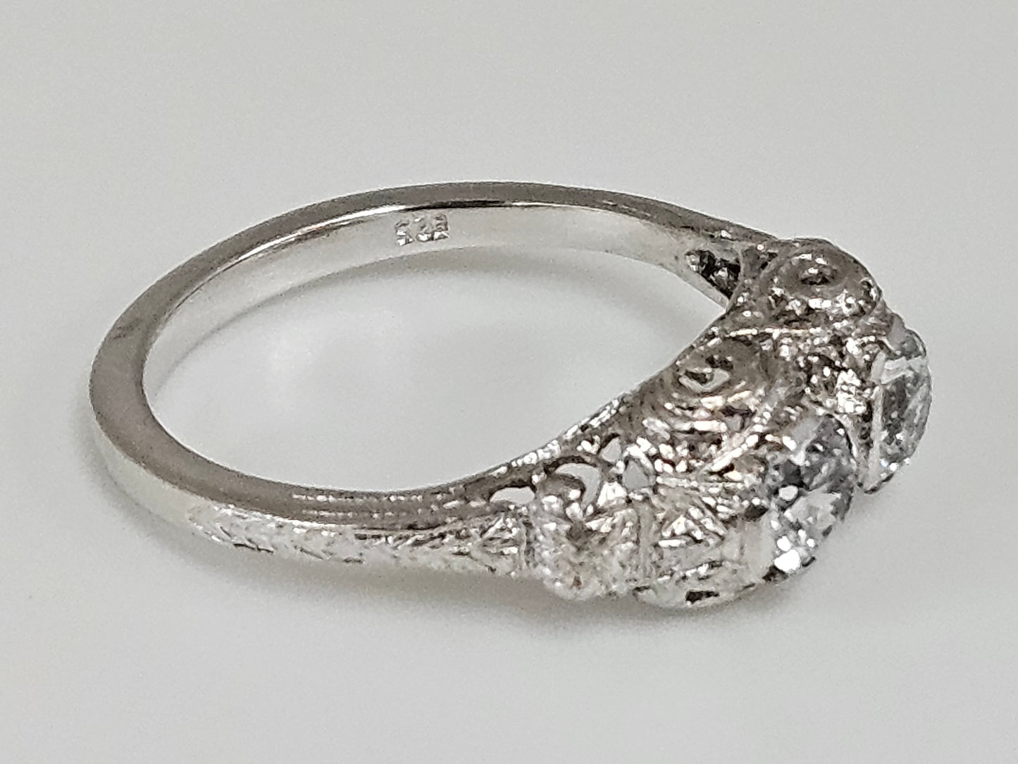 SS CZ 2 Stone Vintage Ring Sz7.5