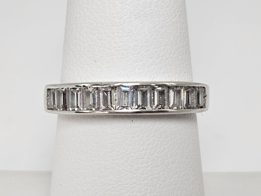 Sterling Silver CZ and Baguette Anni Band/Ring Sz6.75