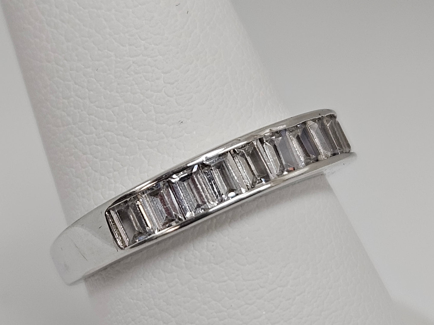 Sterling Silver CZ and Baguette Anni Band/Ring Sz6.75
