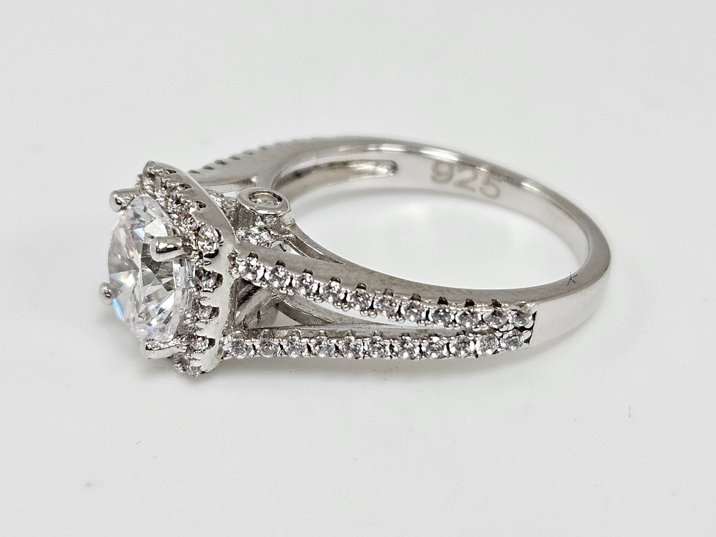 Sterling Silver Cushion Cut CZ with Halo Ring