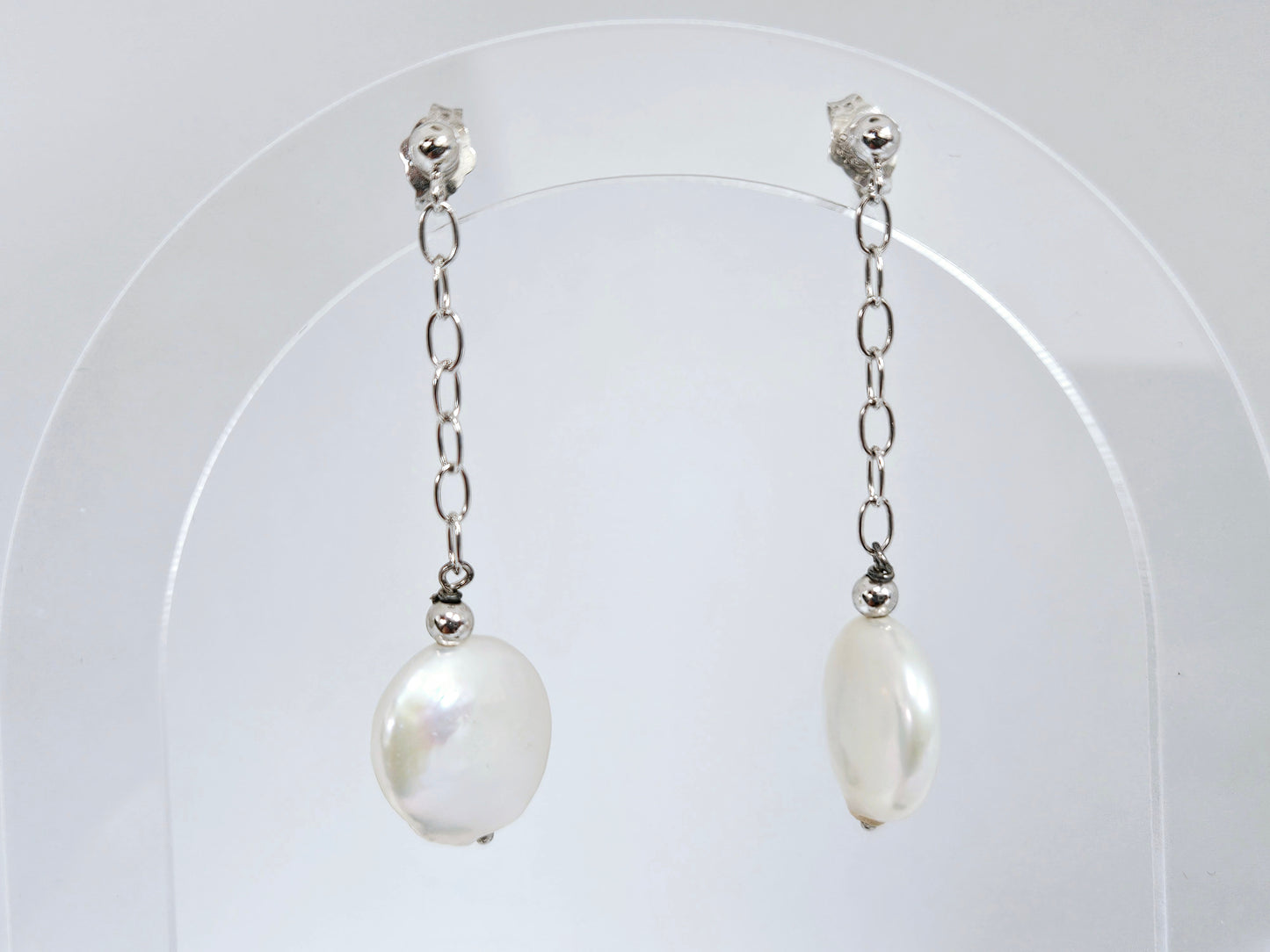 SS NAT. COIN PEARL EARRINGS