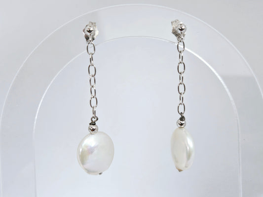 SS NAT. COIN PEARL EARRINGS