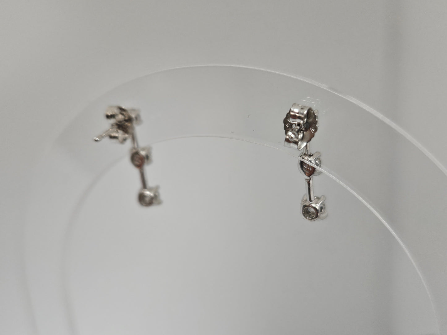 3 Stn Earrings Studs .50cttw Dia 14kWG