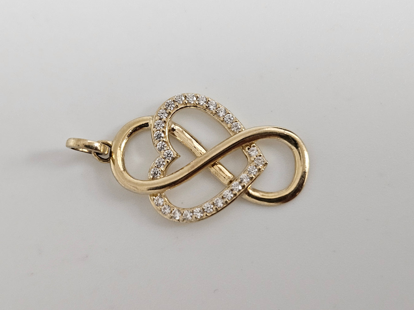 Infinity Love heart 10kYG CZ charm