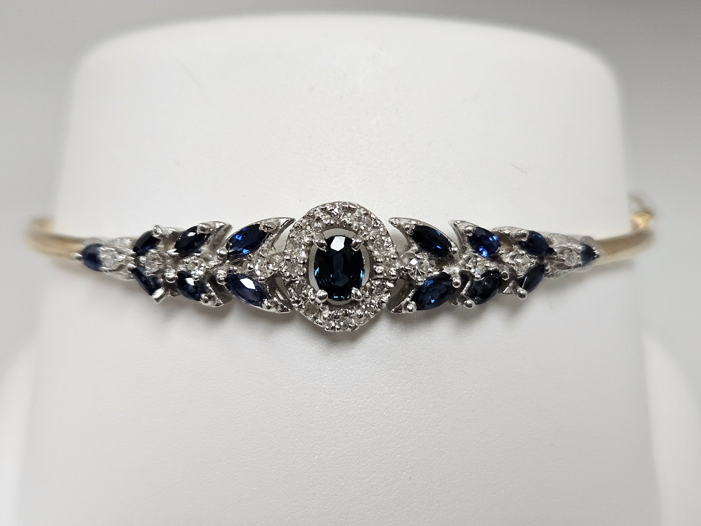 Bangle Brac 14K TwoTone 1.25ct Saph .25cttw Dia 8g