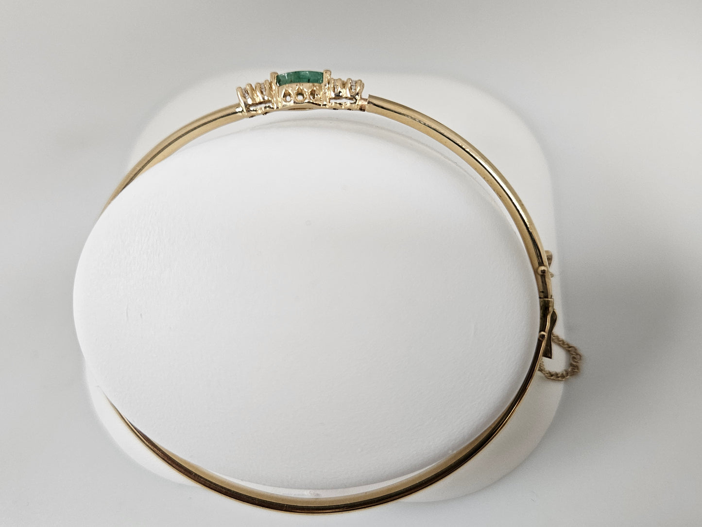 MQ Em/Dia Bangle Brac 14KYG .35ct Em .12cttw Dia 4.5g