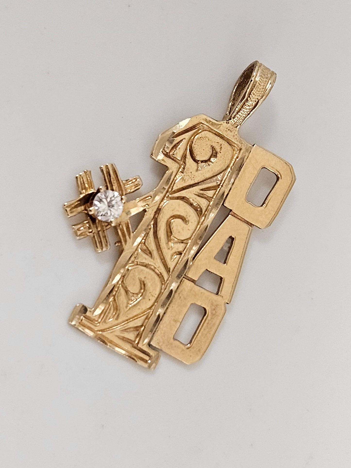 #1 Dad Pendant .09CT Dia 14kYG