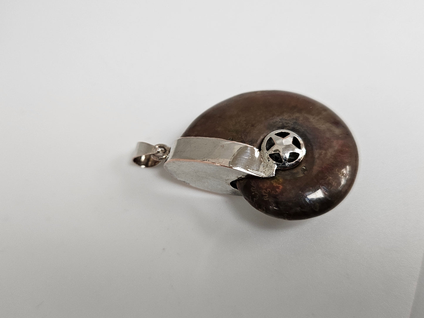 AMMONITE FOSSIL PENDANT SS/Copper SETTING AND BAIL