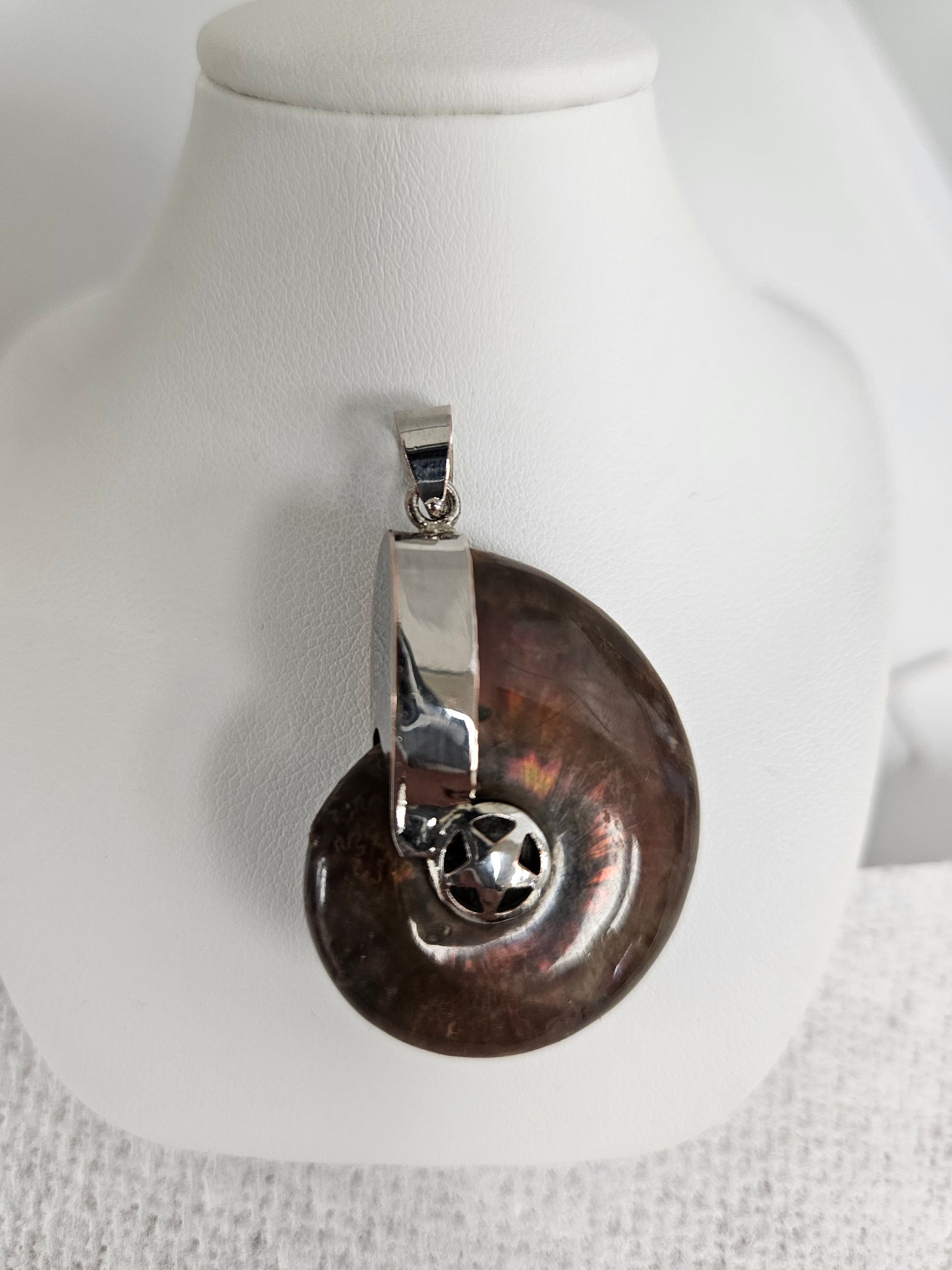 AMMONITE FOSSIL PENDANT SS/Copper SETTING AND BAIL