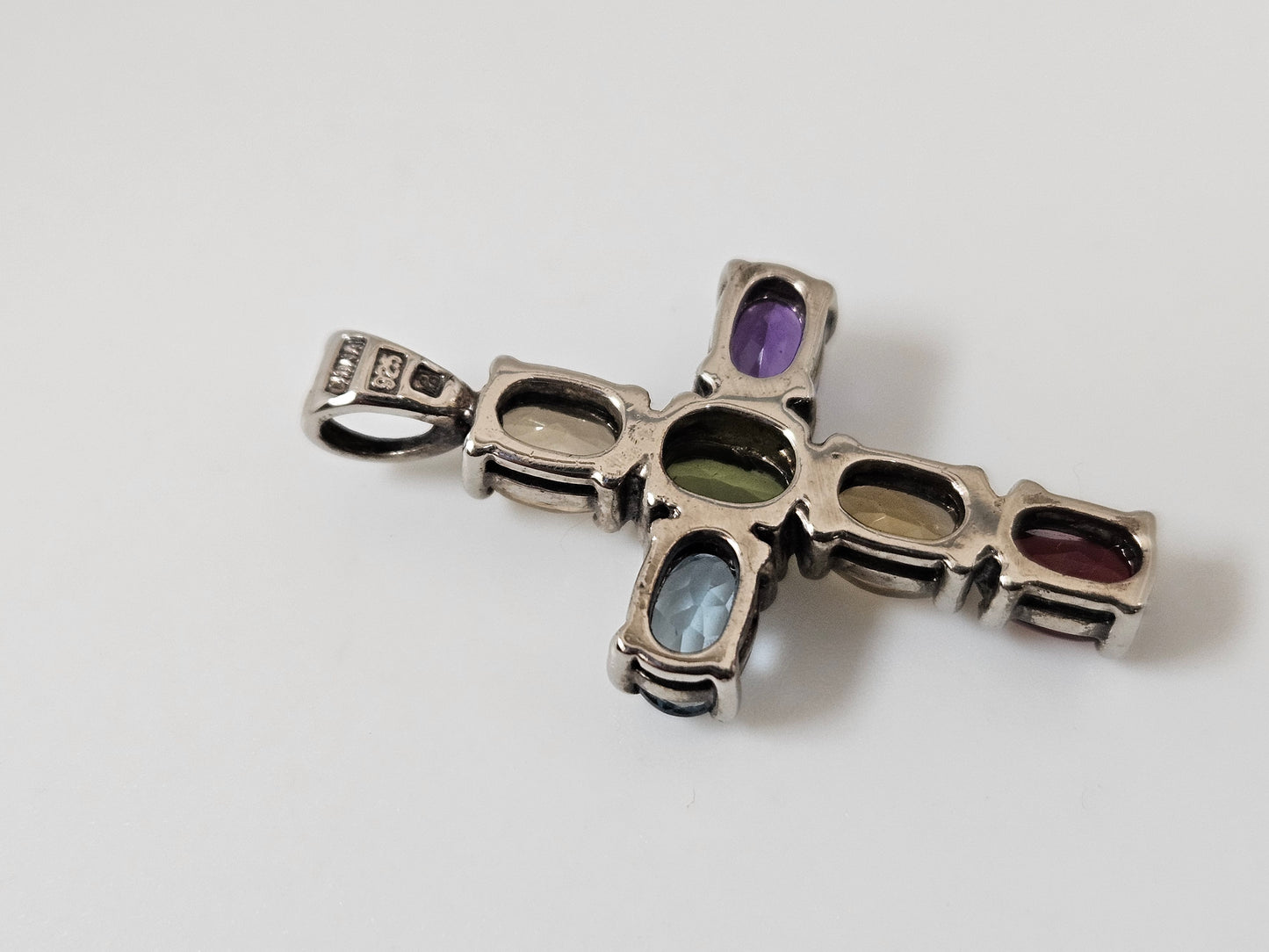 SS CROSS WITH GEMSTONES